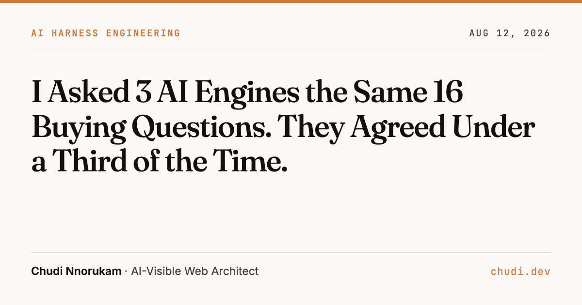 I Asked 3 AI Engines the Same 16 Buying Questions. They Agreed Under a Third of the Time.