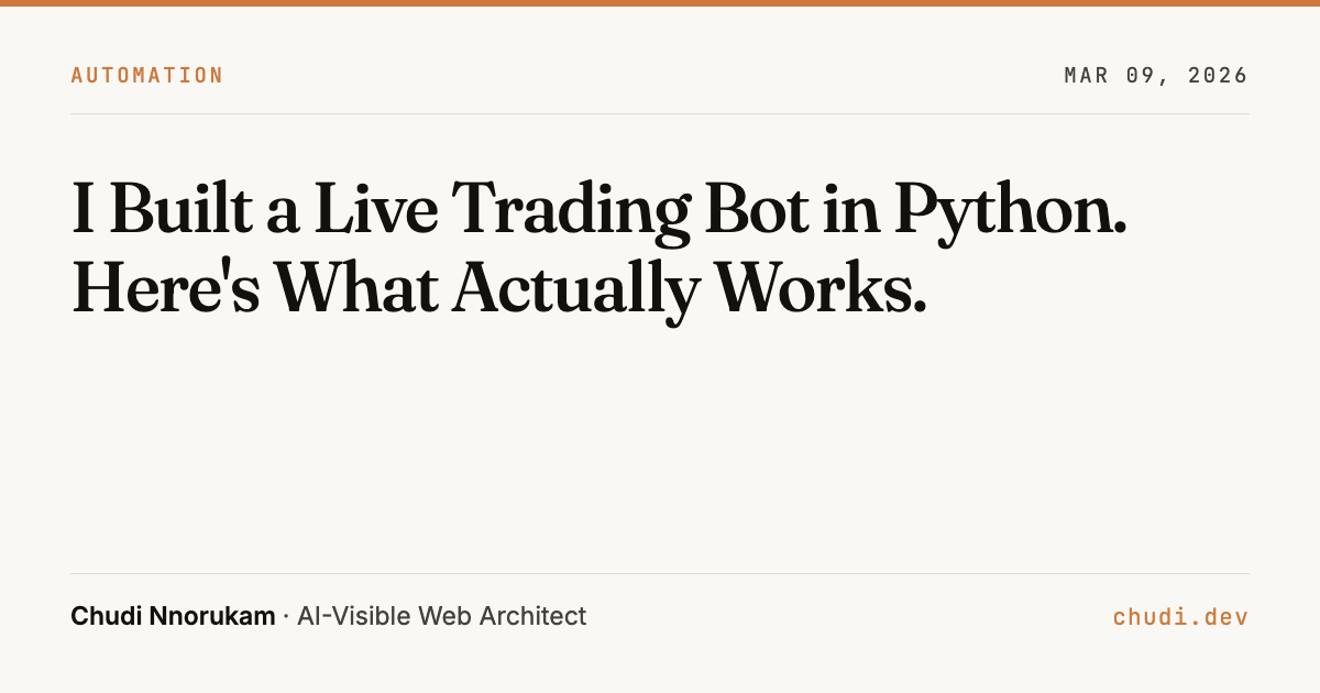 I Built a Live Trading Bot in Python. Here's What Actually Works ...