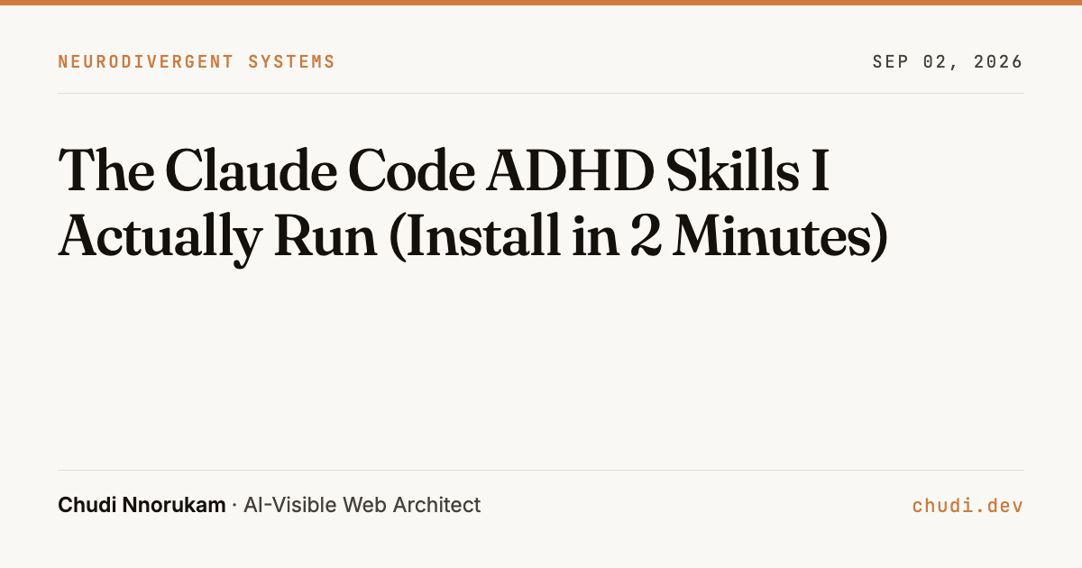 The Claude Code ADHD Skills I Actually Run (Install in 2 Minutes)