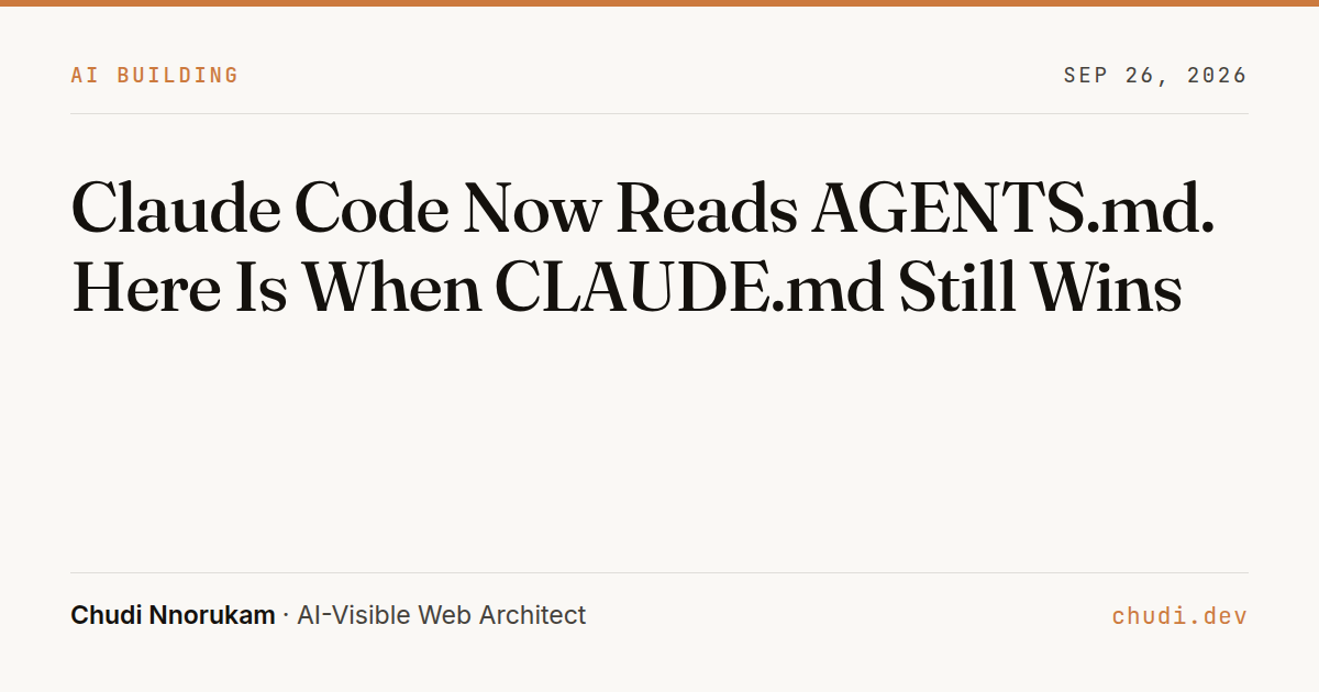 Claude Code AGENTS.md Support: When CLAUDE.md Still Wins